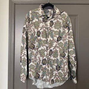 Thomas Dean long sleeve paisley button up